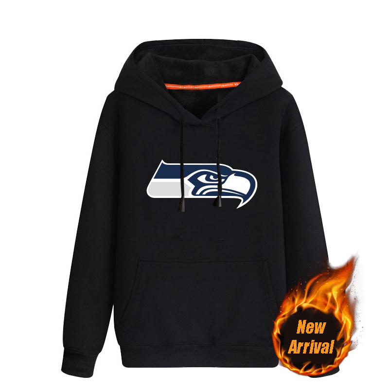 Men's Seattle Seahawks Black 70％cotton 30％polyester Cashmere Thickening version NFL Hoodie